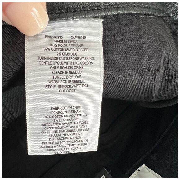 Current / Elliott The Fused High-Waist Stiletto Jeans Faux-Leather Black Size 25 - Picture 12 of 13